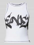 Review Tanktop mit Label-Print in Weiss, Größe M