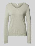 Vila Strickpullover mit V-Ausschnitt Modell 'Viril' in Oliv Melange, G...