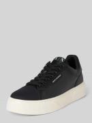 ARMANI EXCHANGE Ledersneaker mit Label-Print Modell 'Lion' in Black, G...