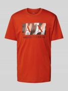 ARMANI EXCHANGE T-Shirt mit Label-Print in Orange, Größe L