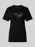 Guess T-Shirt mit Strasssteinbesatz Modell 'PYRAMIDE STUDS' in Black, ...