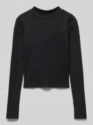 Only Longsleeve mit geripptem Rundhalsausschnitt Modell 'LINEA' in Bla...