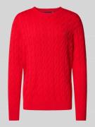 Tommy Hilfiger Strickpullover mit Zopfmuster in Rot, Größe L