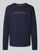 Tommy Hilfiger Longsleeve mit Label-Print in Dunkelblau, Größe L