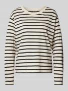 Jake*s Casual Longsleeve mit geripptem Rundhalsausschnitt in Ecru, Grö...