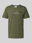 Lindbergh T-Shirt mit Label-Statement-Print in Khaki, Größe S