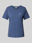 Fransa T-Shirt mit Motiv-Stitching Modell 'heart' in Blau, Größe L