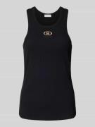 Liu Jo White Tanktop mit Label-Stitching in Black, Größe L