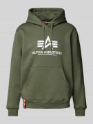 Alpha Industries Hoodie mit Label-Print in Dunkelgruen, Größe L