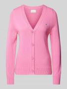 Gant Strickjacke mit Label-Stitching in Pink, Größe L