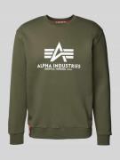 Alpha Industries 'BASIC SWEATER' mit Logo-Print in Oliv, Größe L