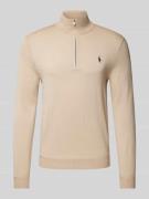 Polo Ralph Lauren Strickpullover mit Troyer-Kragen in Sand Melange, Gr...