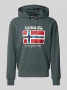 Napapijri Hoodie mit Label-Print Modell 'BIG FLAG' in Khaki, Größe L