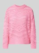 Pieces Figurumspielender Strickpullover mit Lochmuster 'PCNIANA' in Pi...