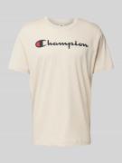 CHAMPION T-Shirt mit Label-Print in Beige, Größe L