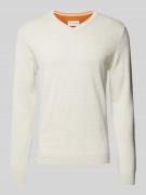 Tom Tailor Regular Fit Strickpullover mit V-Ausschnitt in Offwhite, Gr...