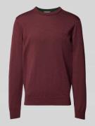 Lacoste Strickpullover aus reiner Wolle mit Logo-Patch in Bordeaux, Gr...