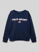 Polo Sport Sweatshirt mit Label-Print in Marine, Größe S