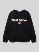 Polo Sport Sweatshirt mit Label-Print in Black, Größe S