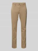 MAC Slim Fit Hose mit Label-Applikation Modell 'Lennox' in Beige, Größ...