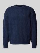 JAKE*S STUDIO MEN Strickpullover mit gerippten Abschlüssen in Marine, ...