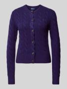 Polo Ralph Lauren Wollcardigan mit Zopfmuster in Purple, Größe XS