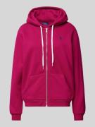 Polo Ralph Lauren Sweatjacke mit Logo-Stitching in Fuchsia, Größe S