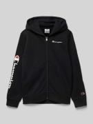 CHAMPION Sweatjacke mit Label-Stitching in Black, Größe 128