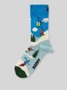 Happy Socks Socken mit Label-Print Modell 'Snowboard' in Blau, Größe 3...