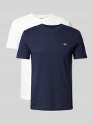 Tommy Jeans Slim Fit T-Shirt mit Logo-Stitching in Marine, Größe L