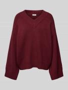 EDITED Strickpullover mit V-Ausschnitt Modell 'Solveig' in Bordeaux, G...