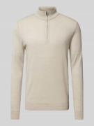 Profuomo Wollpullover mit Troyer-Kragen in Beige, Größe L