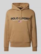 POLO SPORT Hoodie mit Label-Print in Khaki, Größe L