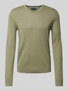 Christian Berg Men Strickpullover mit V-Ausschnitt in Oliv Melange, Gr...