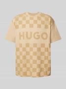 Hugo Blue T-Shirt mit Label-Print Modell 'Narliparo' in Beige, Größe M