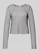 Jake*s Casual Cropped Longsleeve mit Lochstickerei in Anthrazit, Größe...