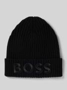 BOSS Beanie mit Label-Stitching Modell 'Lara' in Black, Größe 1