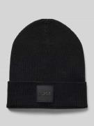 BOSS Beanie mit Label-Detail Modell 'Foxxy' in Black, Größe 1