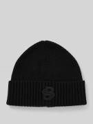 BOSS Beanie mit Label-Stitching Modell 'Edo' in Black, Größe 1