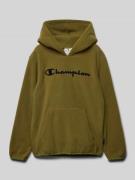 CHAMPION Hoodie mit Label-Stitching in Oliv, Größe 128