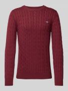 Gant Strickpullover mit Rundhalsausschnitt in Bordeaux, Größe L