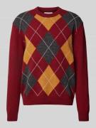 Gant Strickpullover mit Rundhalsausschnitt Modell 'ARGYLE' in Bordeaux...