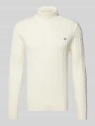 Gant Rollkragenpullover mit Label-Stitching in Offwhite, Größe S