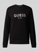 Guess Sweatshirt mit Label-Stitching Modell 'BOX' in Black, Größe L