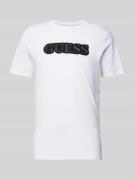 Guess T-Shirt mit Label-Stitching in Weiss, Größe L