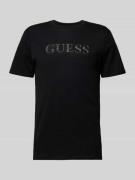 Guess T-Shirt mit Label-Stitching in Black, Größe L