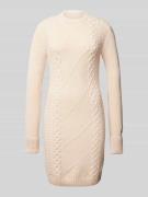 Guess Knielanges Strickkleid mit Zopfmuster Modell 'SERENA' in Ecru Me...