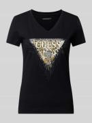 Guess T-Shirt mit Label-Print in Black, Größe L