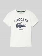 Lacoste T-Shirt mit Label-Print in Offwhite, Größe 140