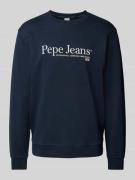 Pepe Jeans Sweatshirt mit Label-Print Modell 'SEAN' in Marine, Größe L